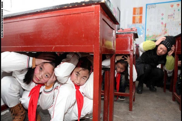 أطفال في الصين يتدربون على الوقاية من الكوارث الطبيعية