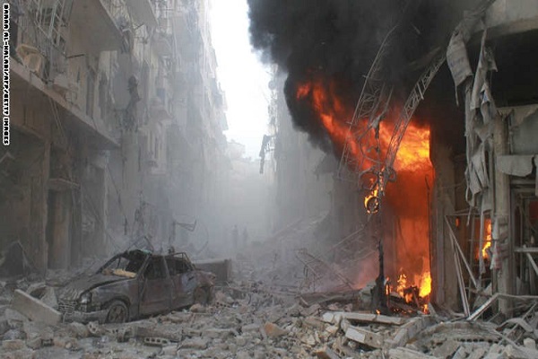 هذا ما خلفته غارة جوية من طائرات النظام السوري على حلب
