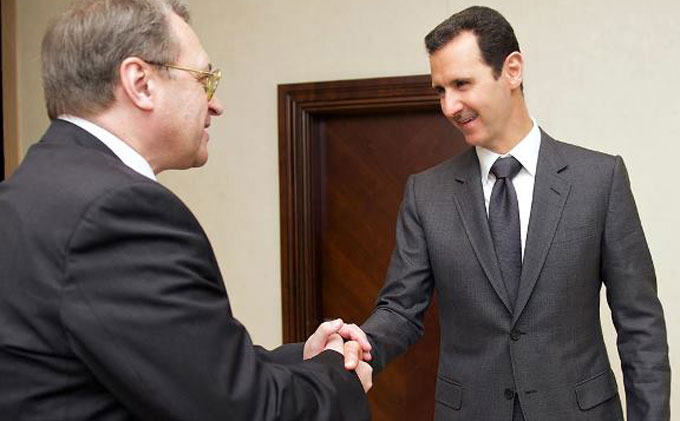 الأسد خلال لقائه مع بوغدانوف 10 ديسمبر 