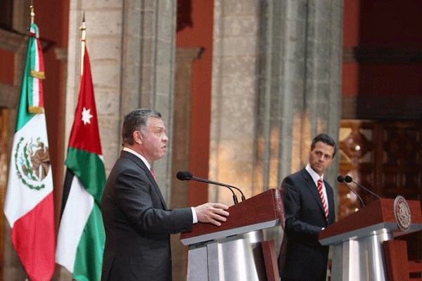عبدالله الثاني في مؤتمر صحافي مشترك مع رئيس المكسيك