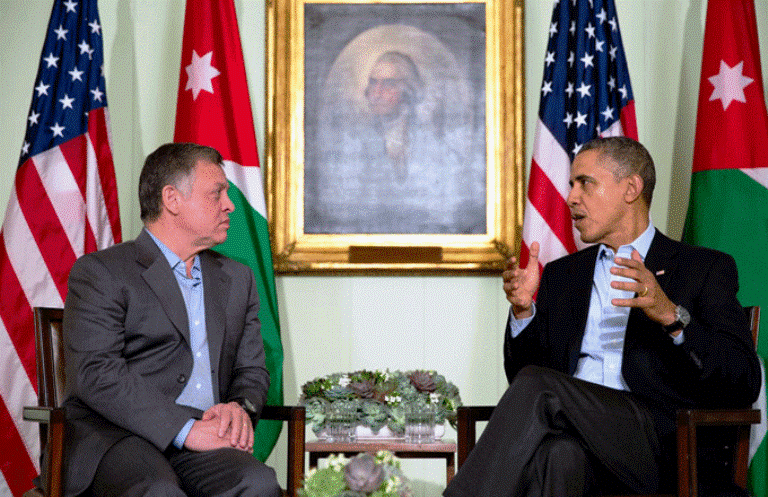 صورة وزعها البيت الأبيض للقاء أوباما وعبدالله الثاني الجمعة