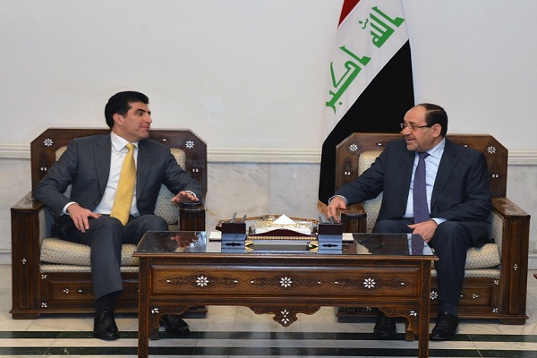 نجيرفان بارزاني خلال اجتماعه في بغداد مع المالكي