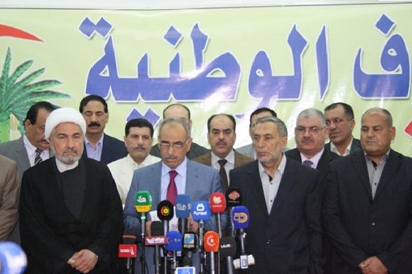 قادة ائتلاف الوطنية العراقية خلال مؤتمر صحافي