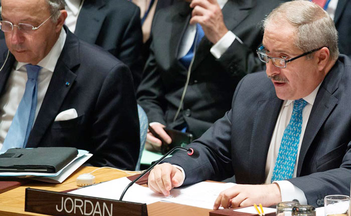 وزير الخارجية الأردني متحدثا أمام مجلس الأمن