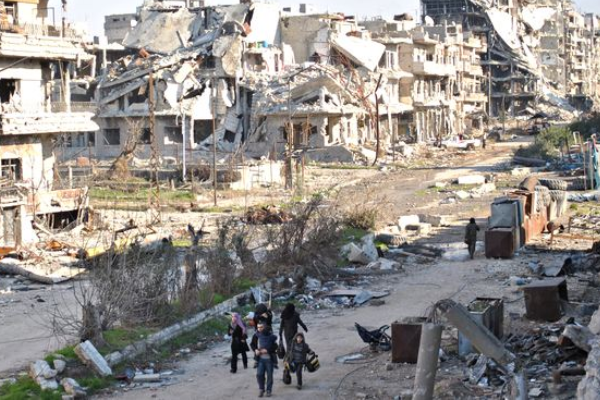آثار الدمار في مدينة حمص