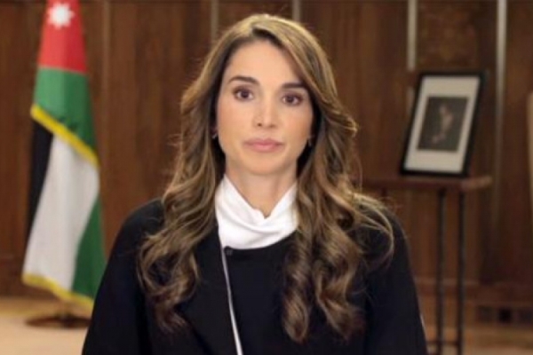 الملكة رانيا حضرت عبر رسالة متلفزة