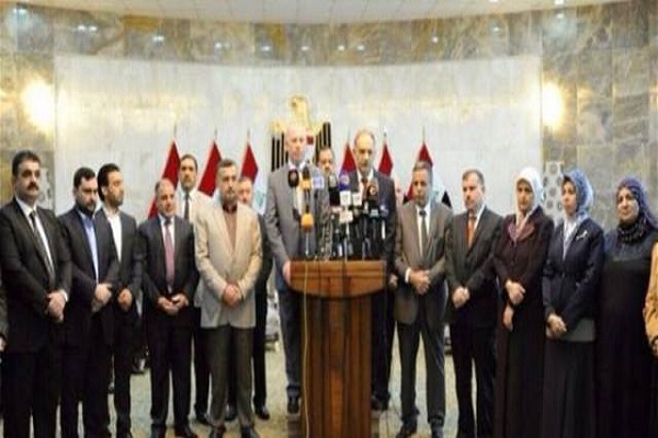 قادة تحالف القوى العراقية السنية خلال مؤتمر صحافي