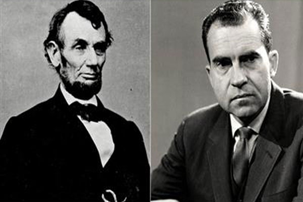 الرئيسان الأميركيان السابقان ريتشارد نيكسون (يمين) وأبراهام لينكولن