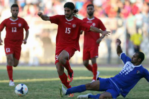 انتهت المباراة بفوز الكويت على لبنان بهدف دون مقابل- ا ف ب