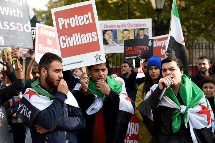 مظاهرات في لندن لحل الأزمة السورية