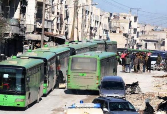 حافلات لاجلاء المدنيين من شرق حلب