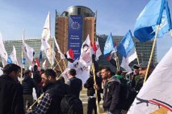 احوازيون وعرب يحتجون على ممارسات النظام الايراني امام مقر الاتحاد الاوروبي في بروكسل