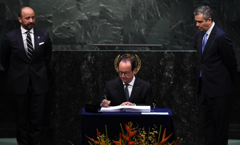 قادة دوليون يوقعون اتفاق المناخ في الامم المتحدة