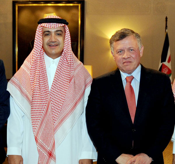 الملك عبد الله الثاني مع الشيخ وليد آل ابراهيم 
