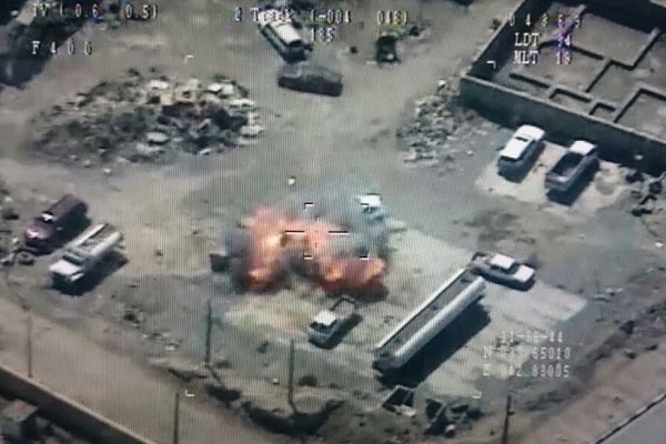 قصف للطائرات العراقية لمعمل تفخيخ تنظيم داعش بالفلوجة