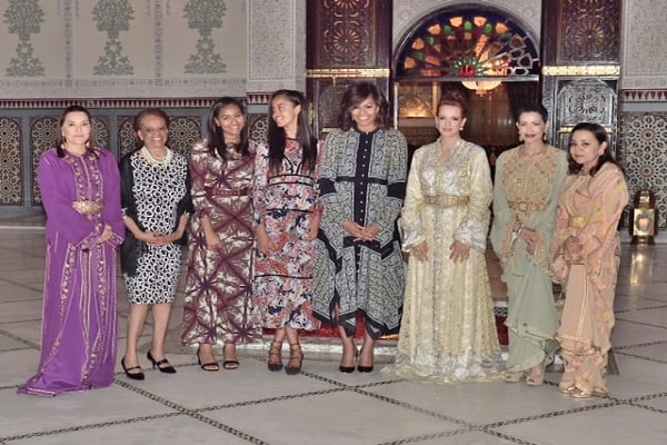 ميشال أوباما وابنتاها برفقة الأميرات المغربيات