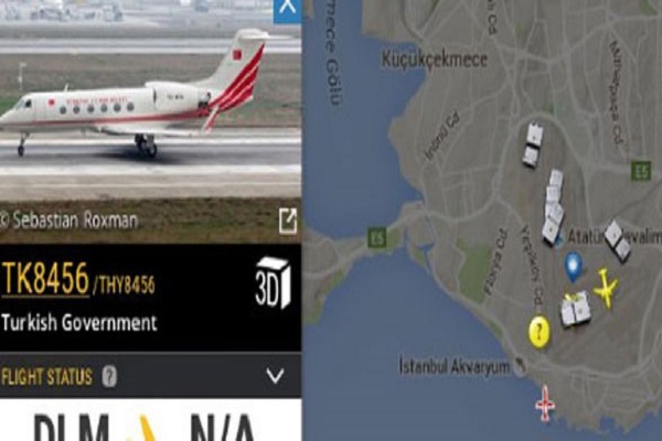 طائرة خاصة في مطار أتاتورك قيل انها طائرة اردوغان 