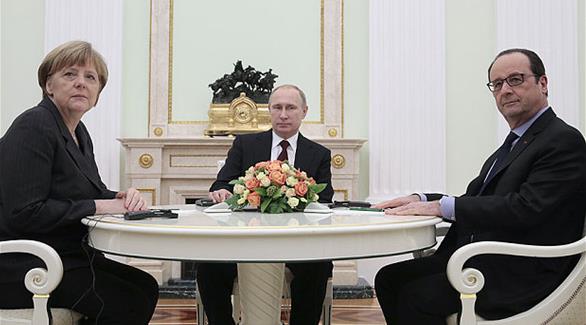 هولاند وميركل وبوتين يتشاورون حول أوكرانيا وسوريا