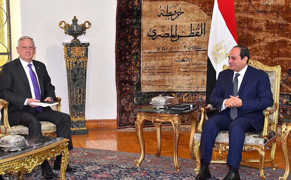 الرئيس المصري يبحث مع ماتيس أمن الشرق الاوسط