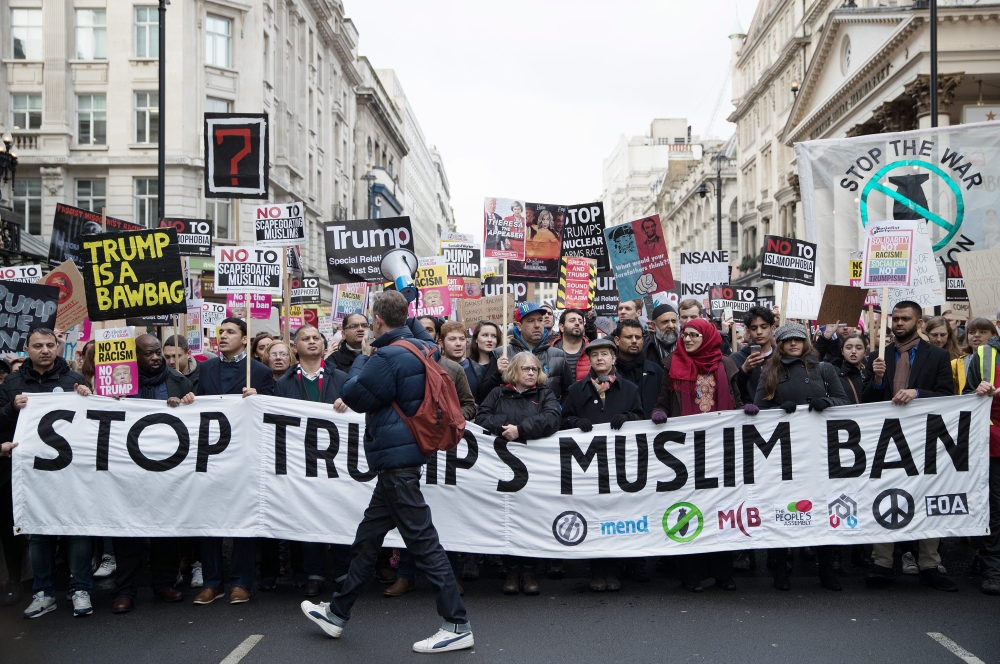 الآلاف يتظاهرون ضد ترامب في لندن
