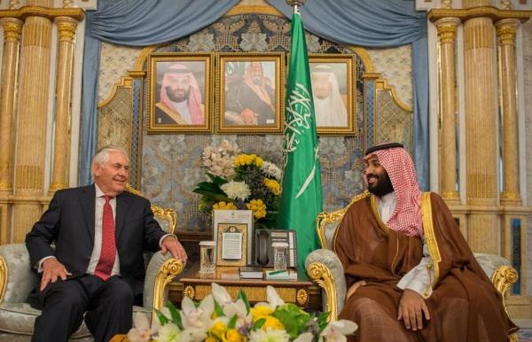 الأمير محمد بن سلمان يبحث مع تيلرسون مكافحة الإرهاب