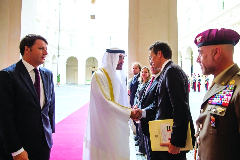 رئيس وزراء إيطاليا يستقبل عبدالله بن زايد