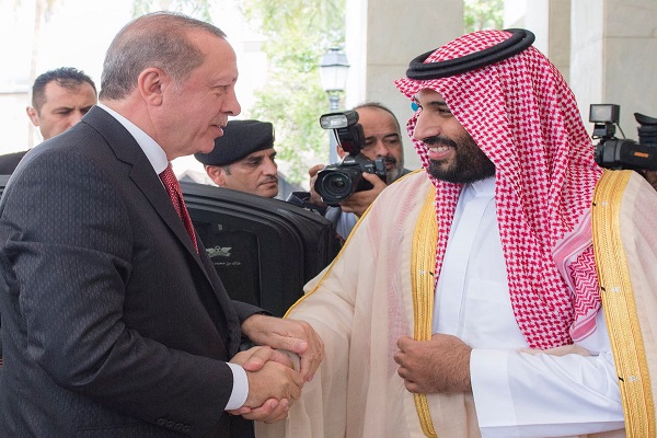 الأمير محمد بن سلمان خلال استقباله الرئيس أردوغان