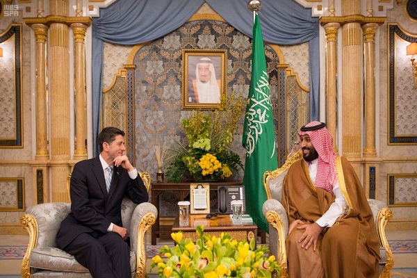 الأمير محمد بن سلمان ولي العهد السعودي خلال لقائه بول رايان