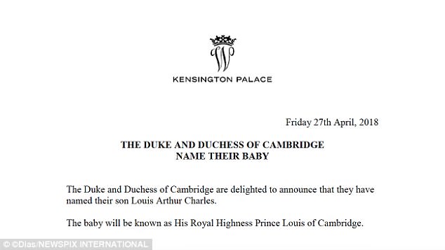 صورة البيان الملكي عن اسم الامير لصغير