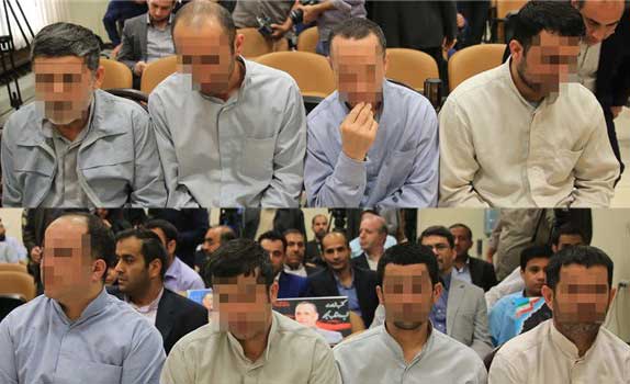 صورة من وكالة فارس للمتهمين الثمانية خلال محاكماتهم