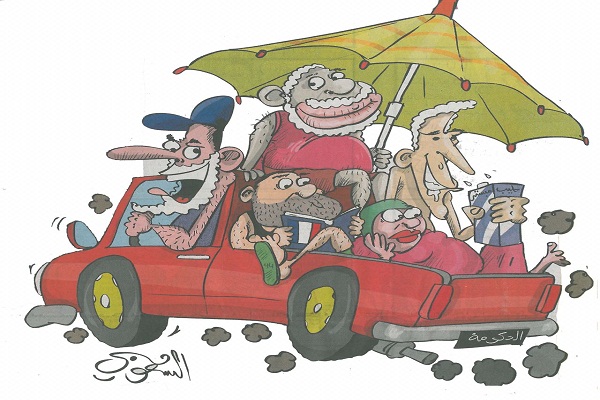 الحكومة المغربية في عطلة كما رسمها الفنان العوني الشعوبي في يومية 