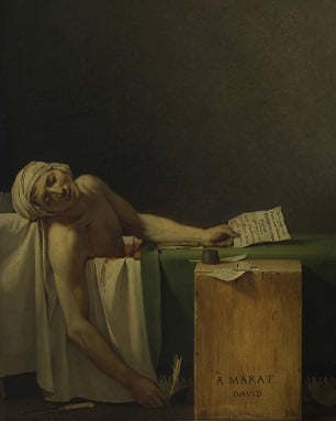 موت مارا، 1793. جاك لوي دافيد.