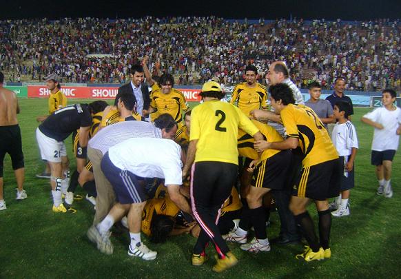 فرحة لاعبي اربيل بعد الفوز بالدوري
