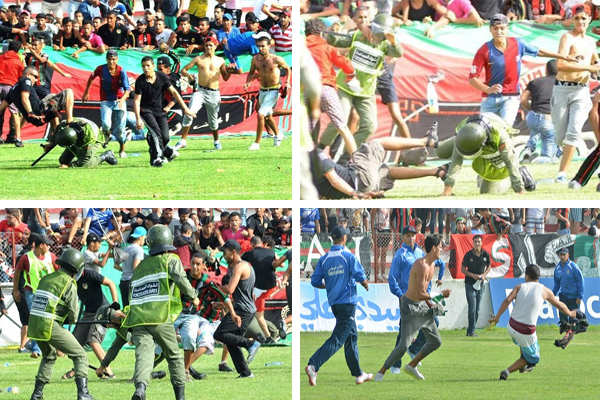 صور أحداث مباراة الجيش والدفاع الجديدي مأخوذة من منابر إعلامية مغربية مكتوبة