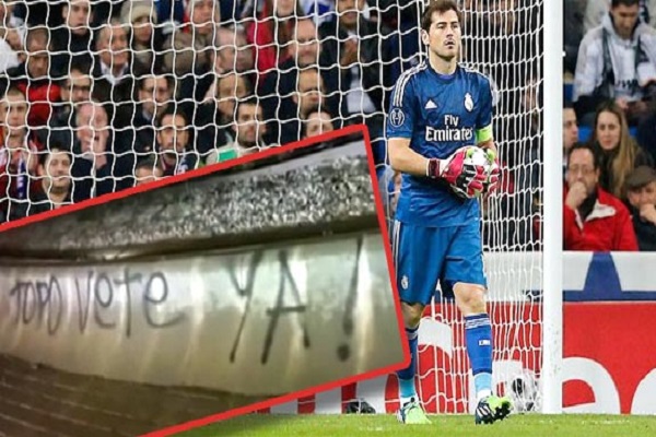 جماهير ريال مدريد تكتب عبارات على جدران قريبة من منزل كاسياس تطالبه بالرحيل