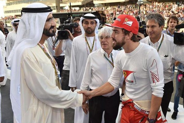محمد بن راشد ومحمد بن زايد وأولياء العهود يشهدون ختام الجائزة الكبرى للفورمولا1