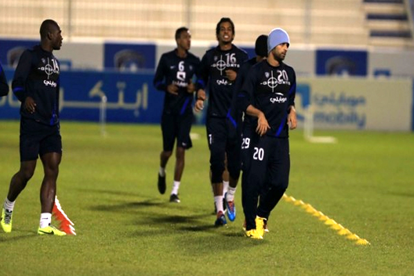 جانب من التدريبات الهلالية إستعداداً للقاء السد القطري