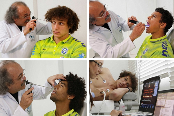 لاعبو المنتخب البرازيلي أثناء إجراءهم الفحوصات الطبية