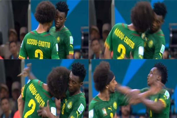 شجار بين لاعبا الكاميرون في مباراة البرازيل اثار الشكوك