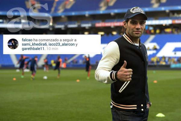 فالكاو يواصل متابعته للاعبي ريال مدريد على حساباتهم على موقع التواصل الاجتماعي