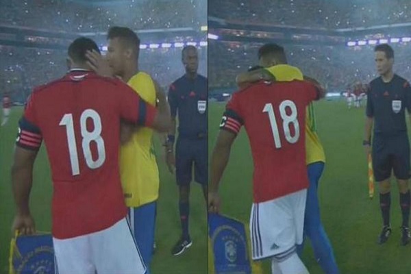 نيمار ينهي خصومته مع زونيغا ويعانقه قبل مباراة البرازيل وكولومبيا
