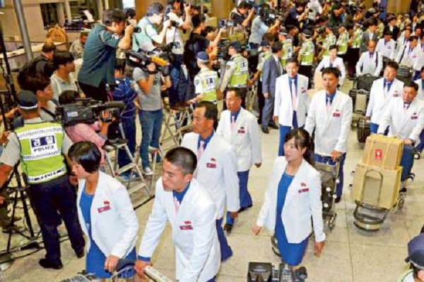 وصول رياضيين من كوريا الشمالية إلى إينشيون