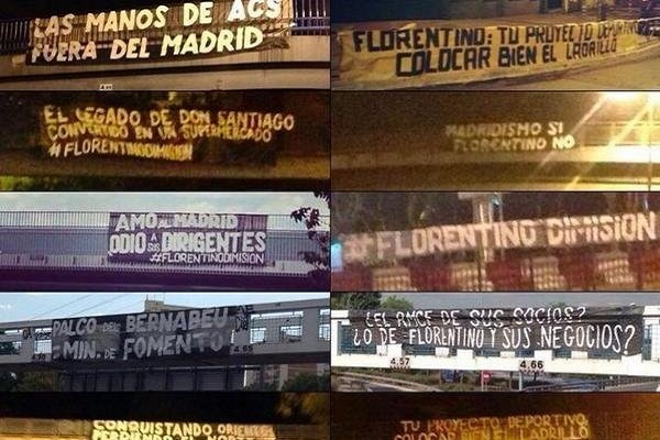  لافتتات في شوارع مدريد تدعو لإستقالة بيريز من رئاسة الريال
