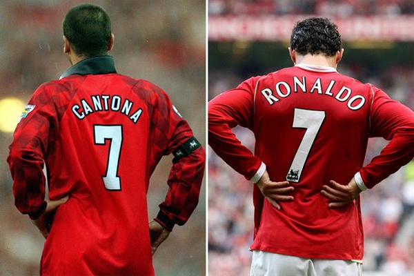 كانتونا ورونالدو أبدعا عند ارتدائهما القميص الرقم الـ7 في أعظم فترة في تاريخ النادي