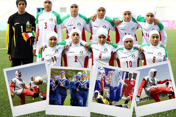 ثمانية رجال يلعبون ضمن منتخب ايران النسوي لكرة القدم