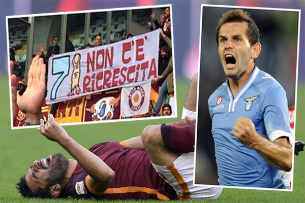 جماهير نادي روما ترفع لافتة كتب عليها :