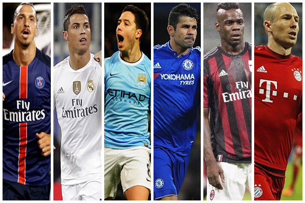 رونالدو وإبرا ونصري وكوستا وبالوتيلي وروبن يتصدرون قائمة اللاعبين الأكثر غرورا