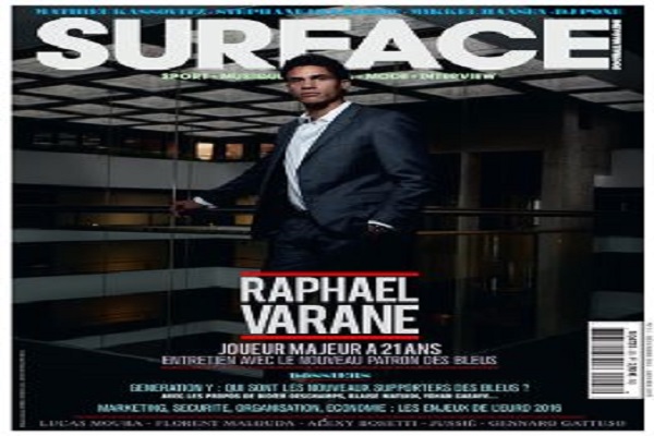 الفرنسي رافاييل فاران مدافع ريال مدريد الإسباني على غلاف مجلة Surface'