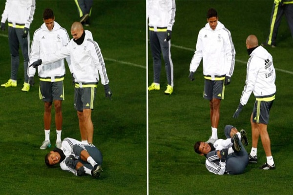 تدخل عنيف من بيبي على رونالدو في تدريبات ريال مدريد