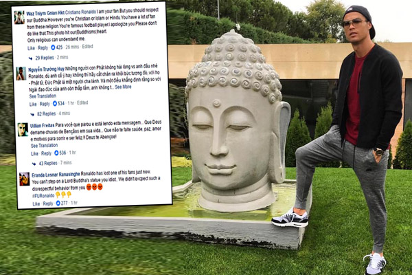 أثار كريستيانو رونالدو استياء وسخط المجتمع البوذي بعد نشره صورة لم تحترم أهم رموز البوذية